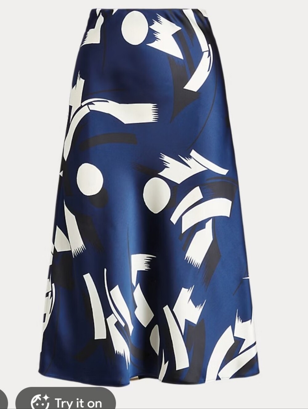 Lauren Ralph Lauren Geometric-Print Satin Charmeuse Skirt Size 10 - Picture 2 of 10